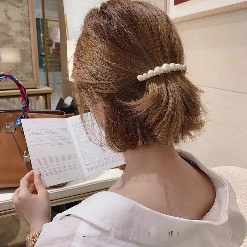 珍珠手工发夹 韩国ins简约发卡一字夹短发半扎头饰高级质感发饰