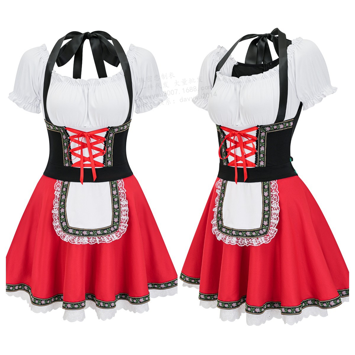 万圣节服装成人女仆女佣服蓝色cosplay米奇啤酒服 梦游仙境制服