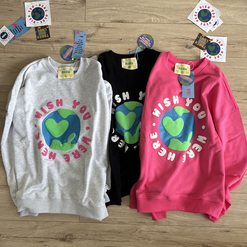 韩国潮牌noko 秋季新款原宿地球字母慵懒套头卫衣男女上衣-阿里巴巴