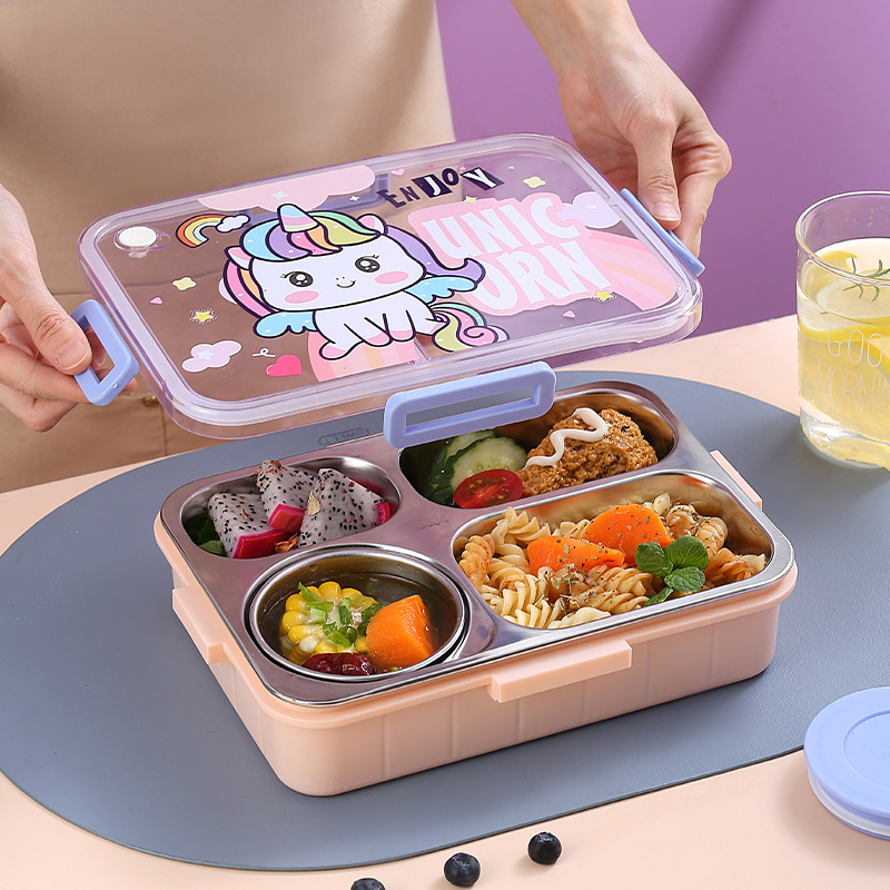 Rectangular Deepening Stainless Steel with Food Lunch Box Student Office Worker Sealed Partitioned Non-Odor Canteen Insulated Lunch Box
