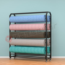 双面布料展架带轮子可推动纺织布匹面料架地毯货架桌布展示陈列架