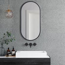 北欧浴室镜子椭圆镜两头圆挂墙卫生间壁挂铝合金酒店厕所工程镜