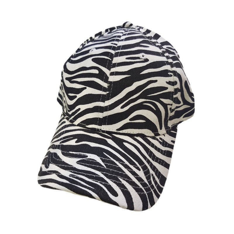 Korean Style Zebra Print Baseball Cap Men's and Women's Fashion Casual Curved Brim Sun Protection Sun Hat Foreign Trade Fashion Peaked Cap