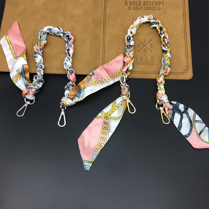 30色 穿丝巾链条包带时尚手提带手腕丝带编织手提链条 手机壳链条