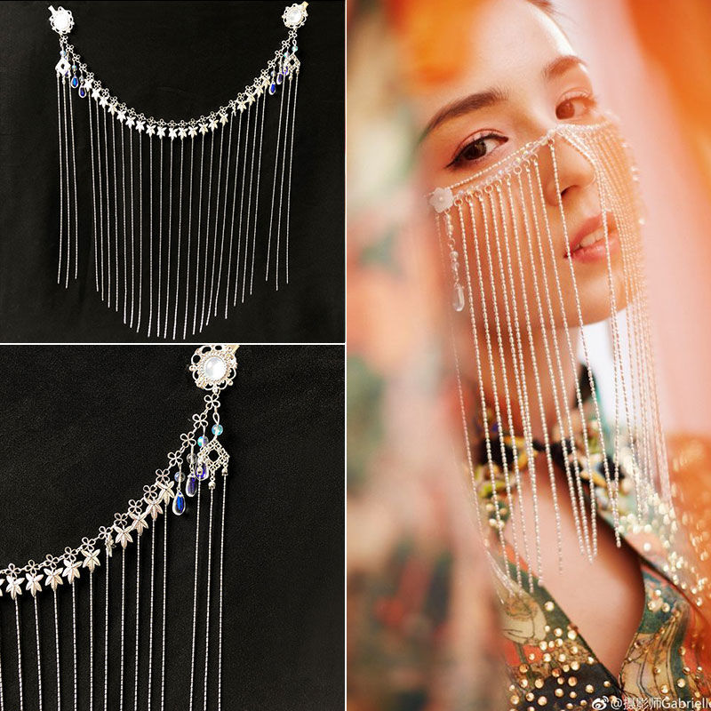 汉服饰品古风头饰古代面帘古装面纱古风汉服流苏额饰宫廷风脸帘