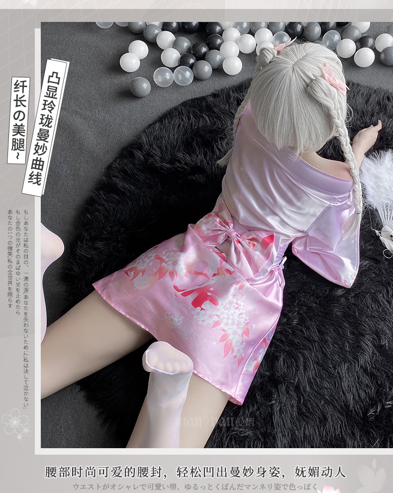 曼烟情趣内衣性感透视深v花间狐梦二次元开襟日系和服套装9409