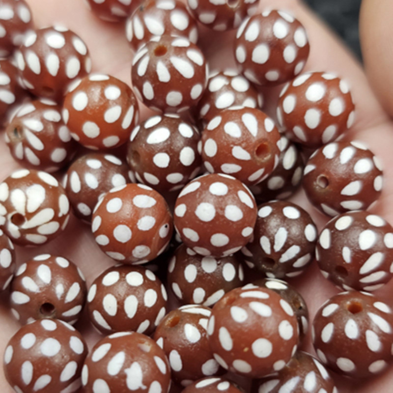 红玛瑙满天星圆珠玉石散珠红玉髓14毫米珠diy手链项链饰品配件珠