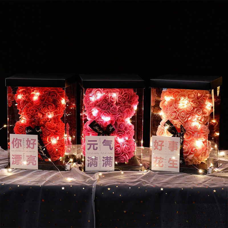 Internet Celebrity Preserved Fresh Flower Rose Bear Valentine's Day 520 Birthday Gift for Girlfriend Teacher's Day Gift Box