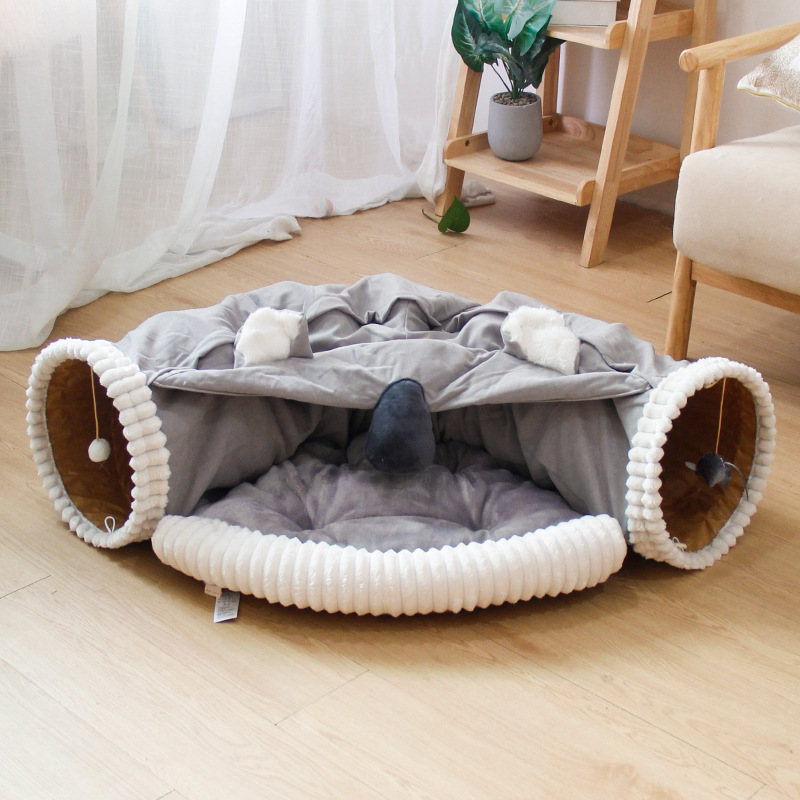 Internet Celebrity Cat-Related Products Folding Shell Channel Jizai Matcha Cat Tunnel Four Seasons Rolling Dragon Cat Toy Cat Nest