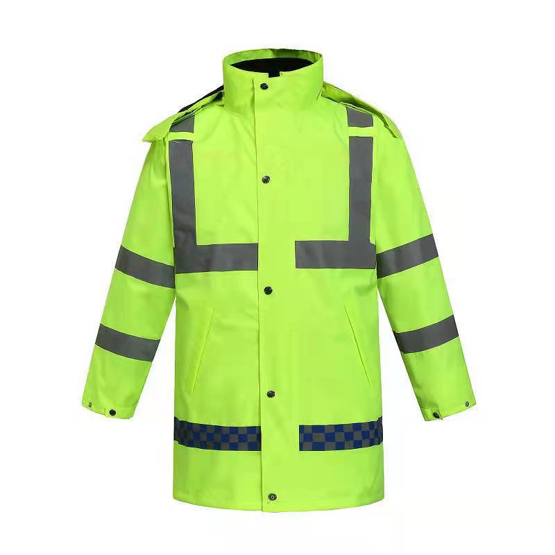 Traffic Duty Reflective Cotton-Padded Removable Liner Rain-Proof Split Raincoat Thickened Cold Protection Thermal Fire-Fighting Raincoat