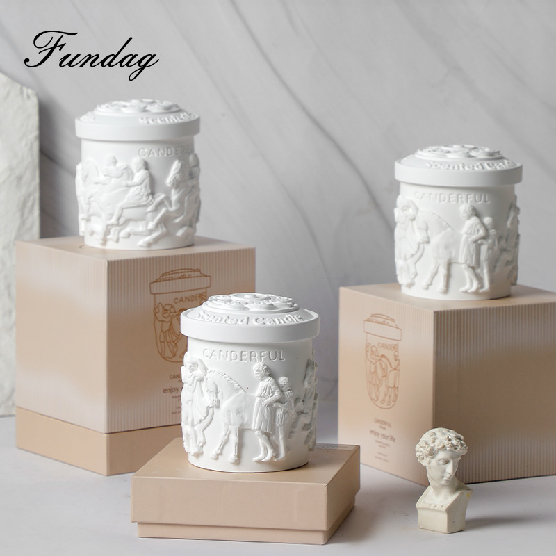 [Fangdi] Aromatherapy Candle Vintage Plaster Cup Bedroom Decoration Soy Wax Fragrance Candle Hand Gift Wholesale