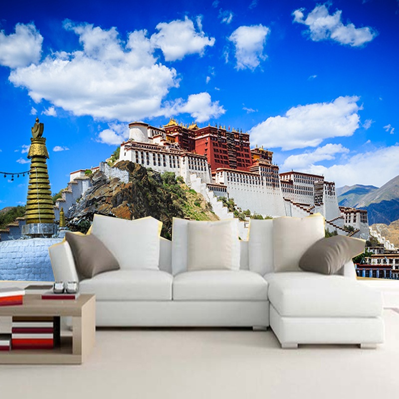 藏式布达拉宫壁纸客厅电视背景墙纸办公室会议背景墙民族特色壁画