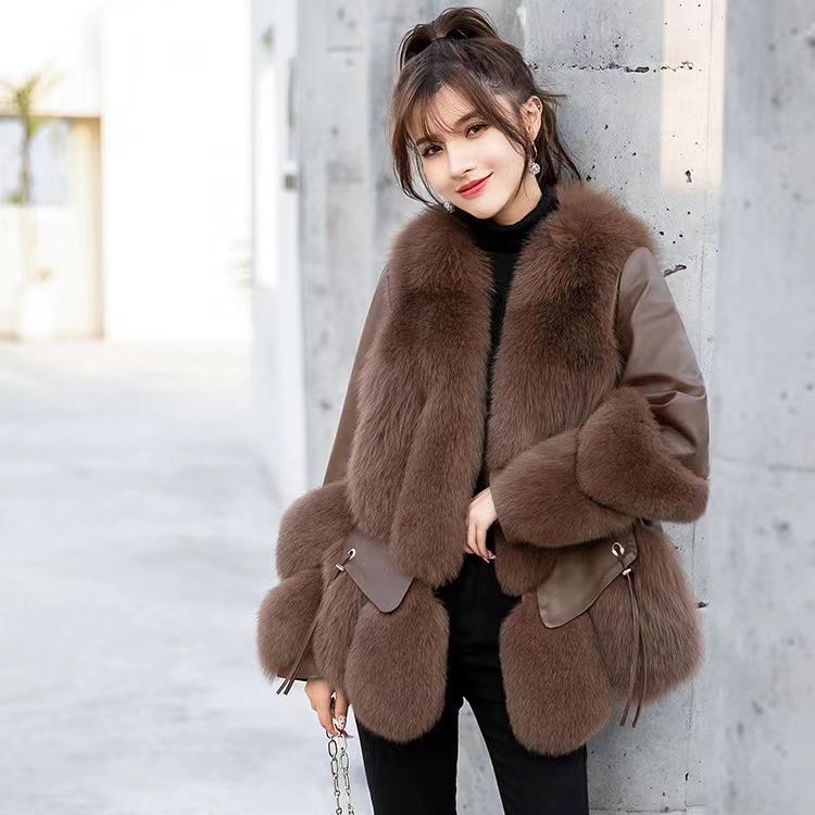 2024新款狐狸毛真皮草大衣女减龄绵羊皮中长款皮毛一体外套女秋冬