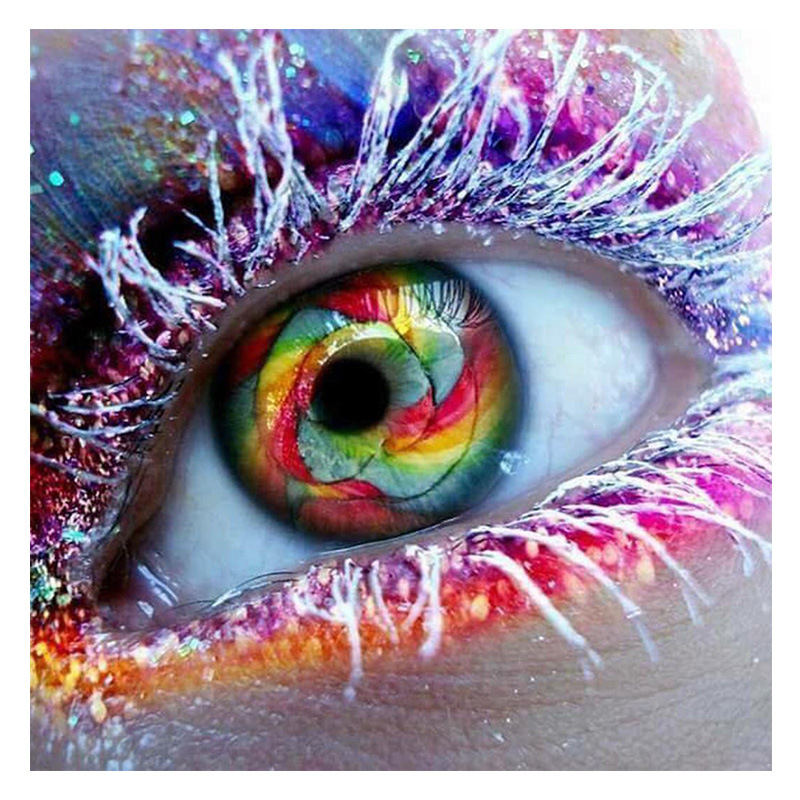 5d钻石画眼睛满圆钻方钻梦幻美女彩色眼睛蝴蝶砖石画定制代发