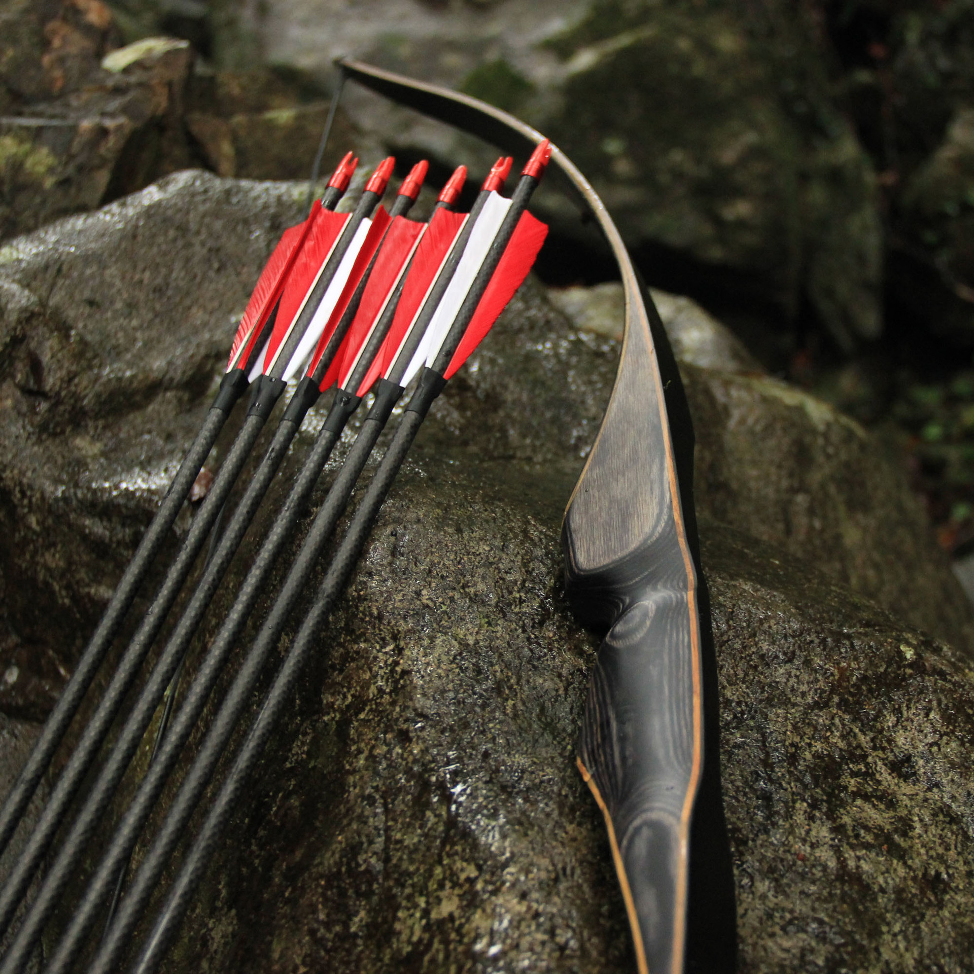 黑猎人一体d形长弓幽灵鸟传统美猎弓箭户外射击器材装备成人入门