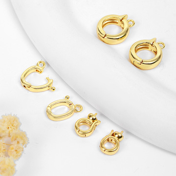 18k包金保色万能卡扣手链项链扣diy接头连接扣珍珠手串扣头b67