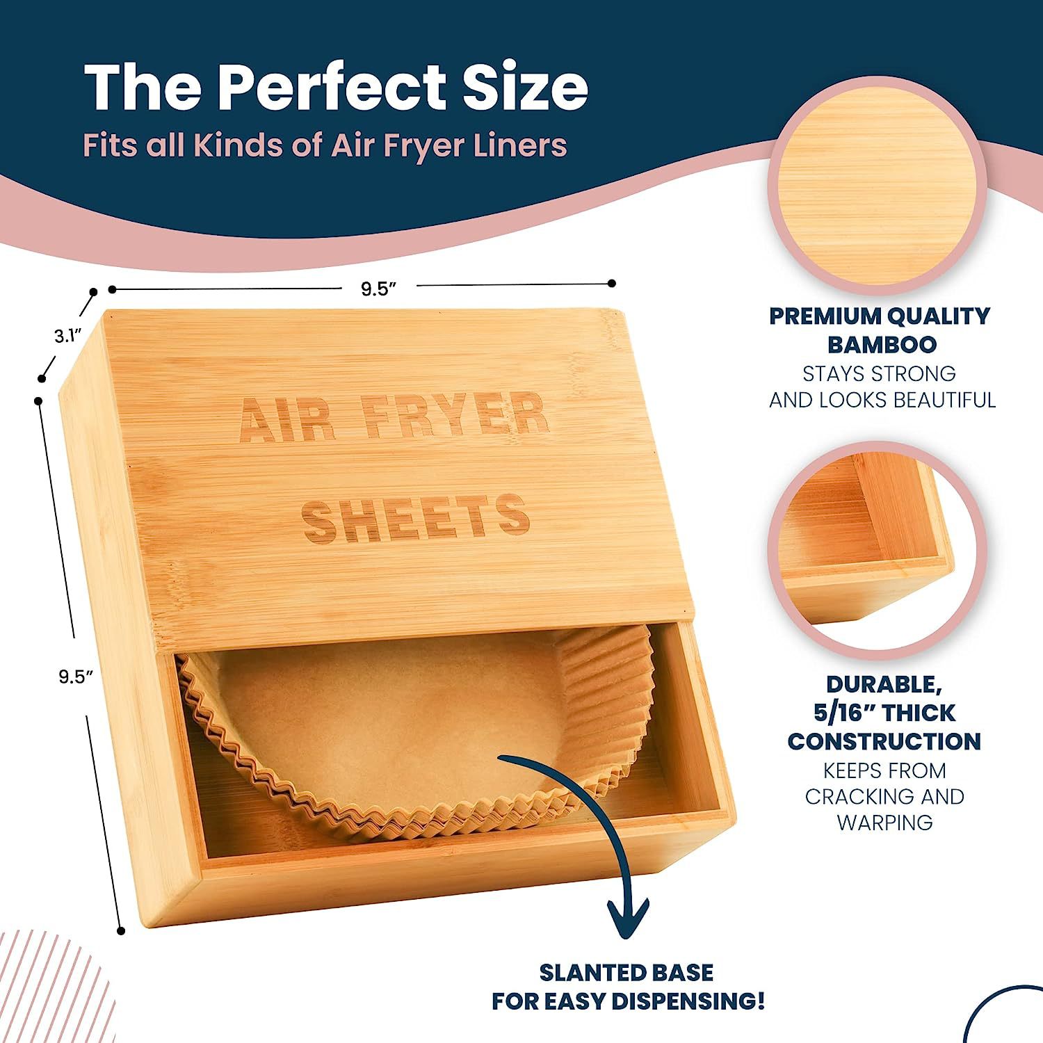 跨境空气炸锅纸盒厨房羊皮纸烘焙纸收纳盒竹制圆形空气炸锅衬垫盒