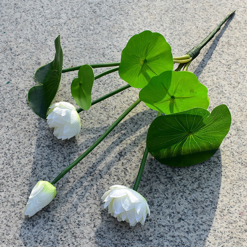 仿真花荷花单支仿真莲花带荷叶把束塑料酒店造景小假花装饰插花束