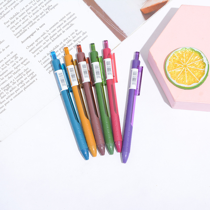 TimeOut New G138 Retro Color 0.5mm Bullet Color Press Gel Pen Signature Pen 6 Sets