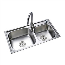 1VPK批发 水槽厨房洗菜盆304不锈钢拉丝双盆加厚加深型洗涤盆洗手