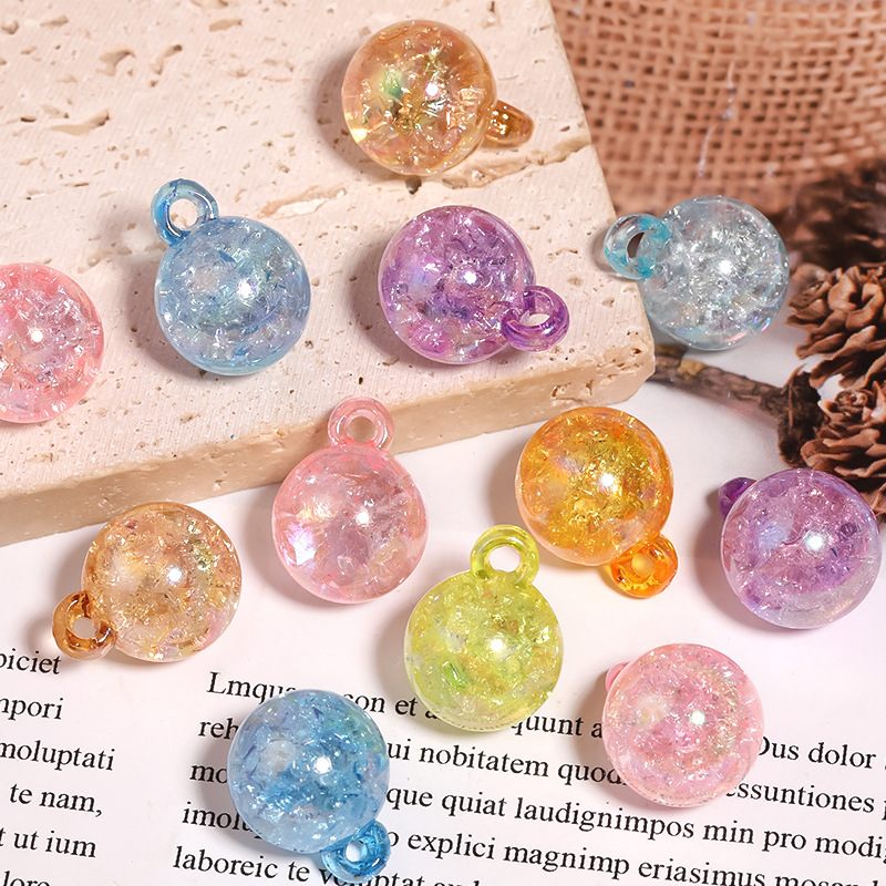 A Variety of Acrylic Hanging Hole Beads Solid Color round Beads Colorful Square Beads DIY Pendant Ornaments Accessories Beaded Loose Beads Wholesale