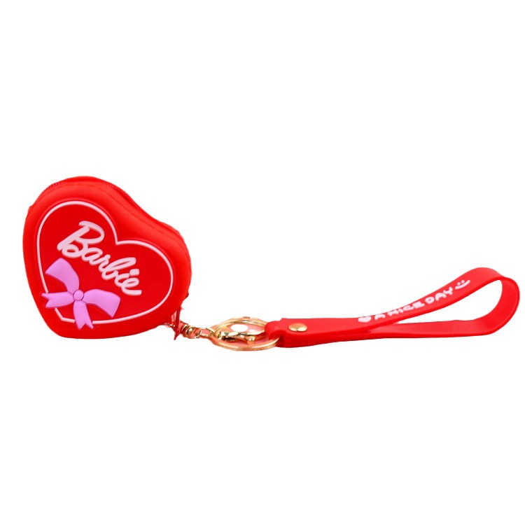 Pink Coin Purse Keychain Hot Pink Earphone Case Silicone Pendant Couple Cars and Bags Ornament Gifts