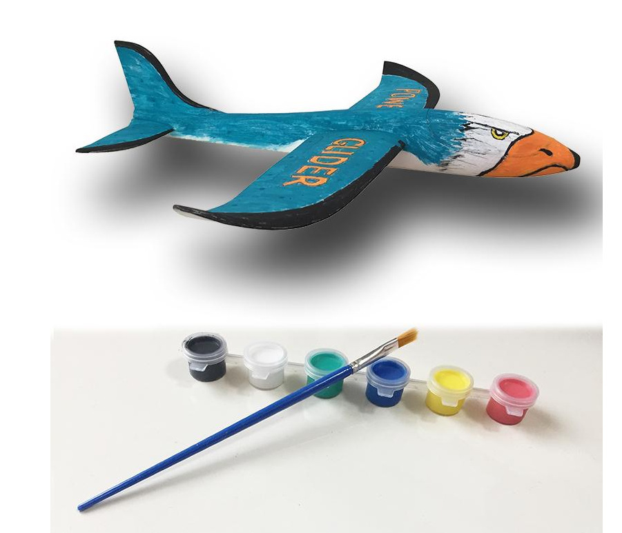 大号手抛涂鸦白色diy泡沫小飞机弹射滑翔儿童玩具飞行器航模批发