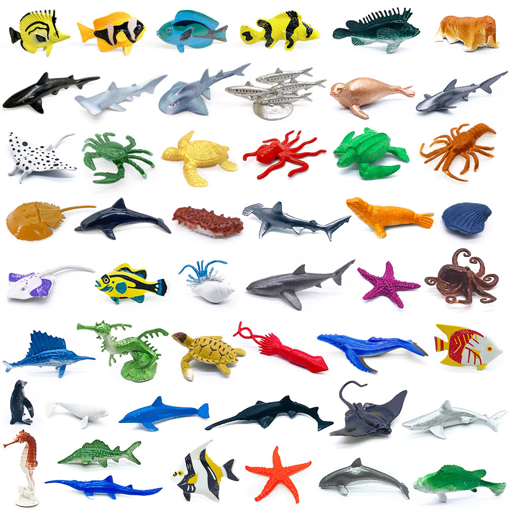 跨境56款2-3英寸实心仿真塑料海洋模型3-4-7cm小海洋章鱼螃蟹玩具