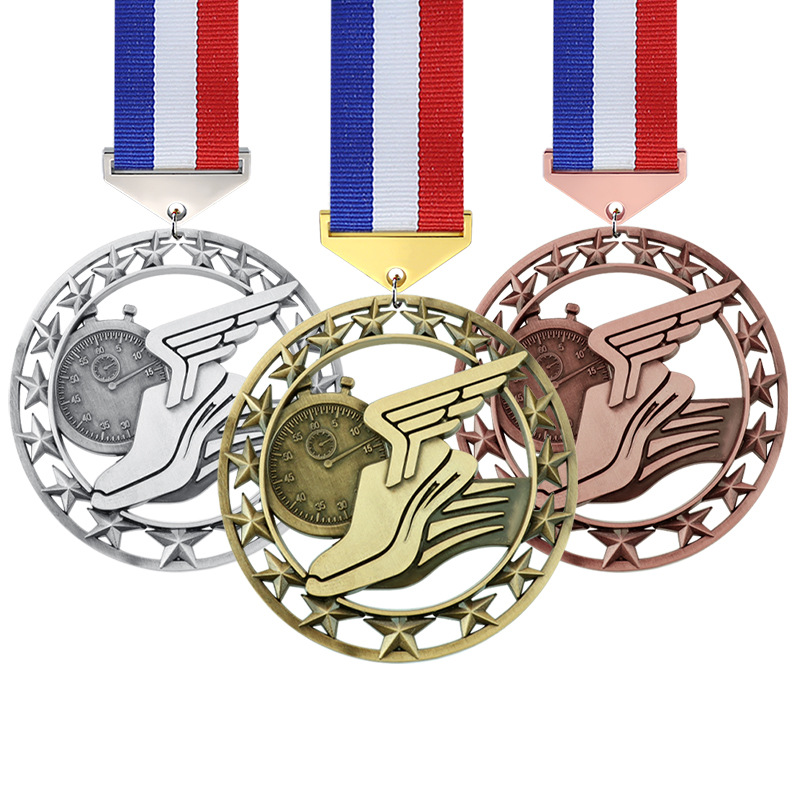 新款马拉松赛事通用款跑步奖牌 校园运动会123名荣誉奖章镀古挂牌