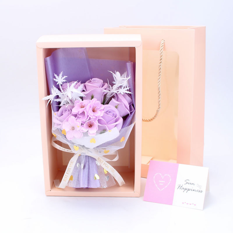 Teacher's Day Gift Teacher Flower Girlfriends Birthday Gift Artificial Rose Company Annual Meeting Handbag Bouquet Wholesale