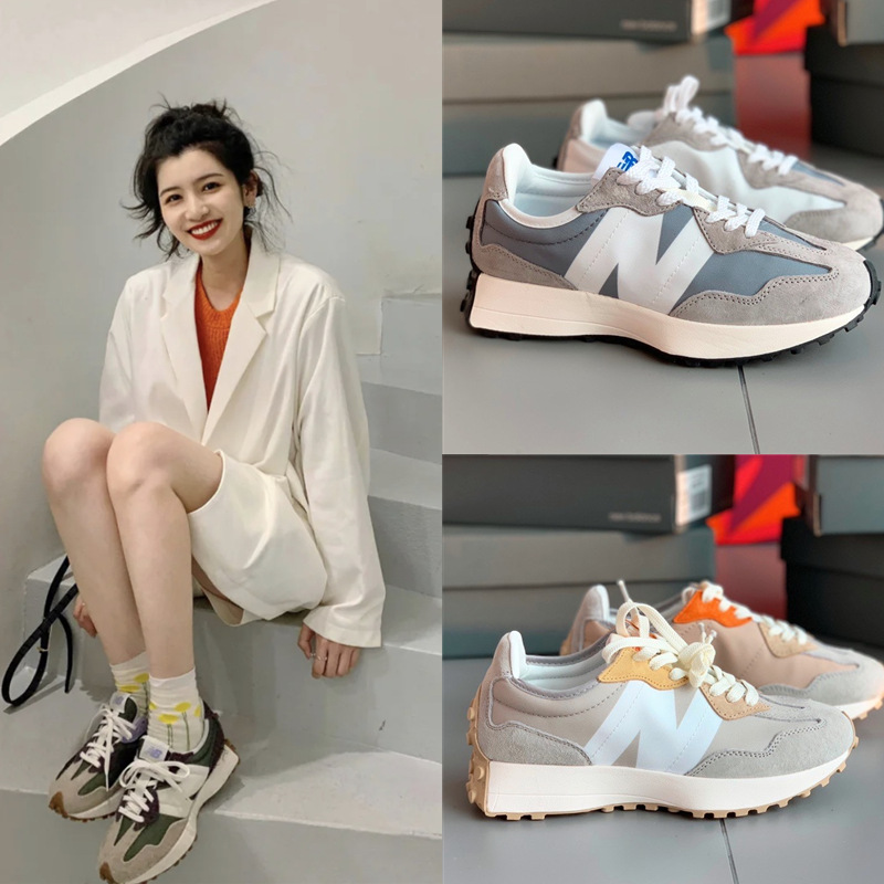 莆田鞋女鞋n字休闲运动男鞋ms327张子枫同款百搭元祖灰复古老爹鞋