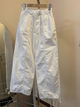 白色休闲阔腿裤子女2024新款夏季美式高街薄款速干宽松抽绳工装裤
