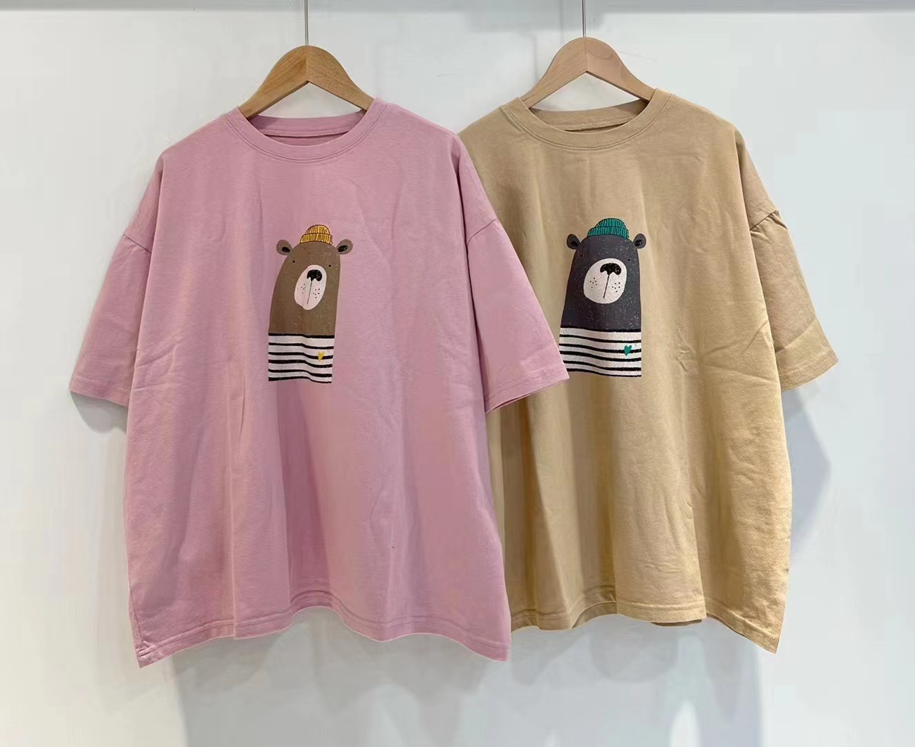 娃娃头连衣裙粉色玫瑰连衣裙2023汉派女装夏款正价新款条纹连帽可爱熊