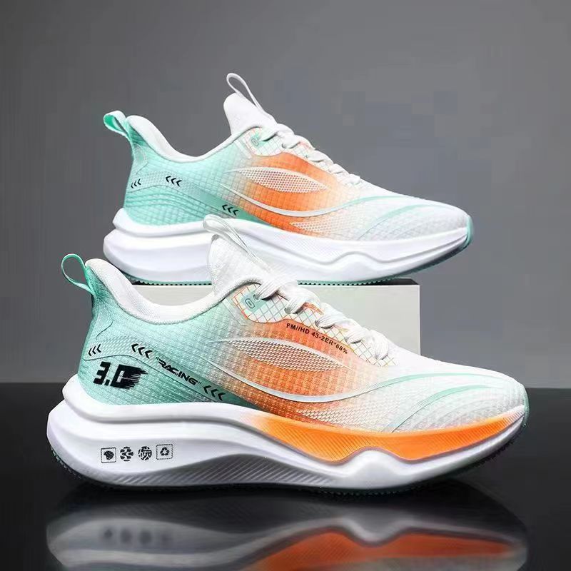 Flying Woven Sports Shoes Men's 2024 New Korean Style Mesh Student Running Shoes Soft Bottom Breathable Trendy Men's Shoes Wholesale