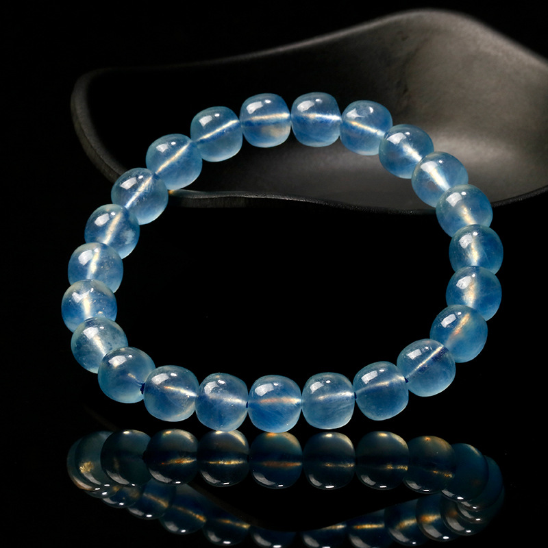 海蓝宝老型珠手链 民族风饰品彩色宝石水晶手链ins跨境aquamarine