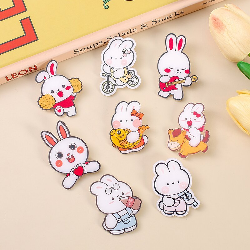 Cartoon Mengmeng Bunny Acrylic Brooch Schoolbag Pencil Case Clothes Accessories Badge