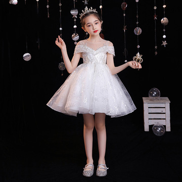 儿童高端公主裙女童礼服蓬蓬纱花童婚纱小女孩钢琴演出服大码礼服