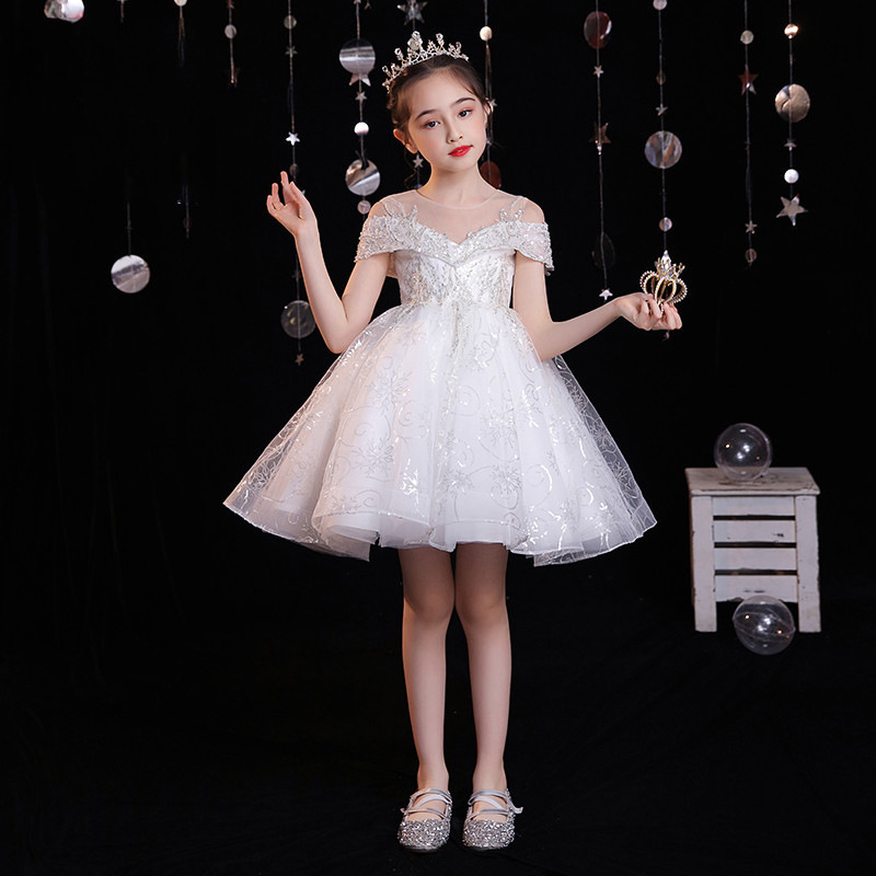 儿童高端公主裙女童礼服蓬蓬纱花童婚纱小女孩钢琴演出服大码礼服