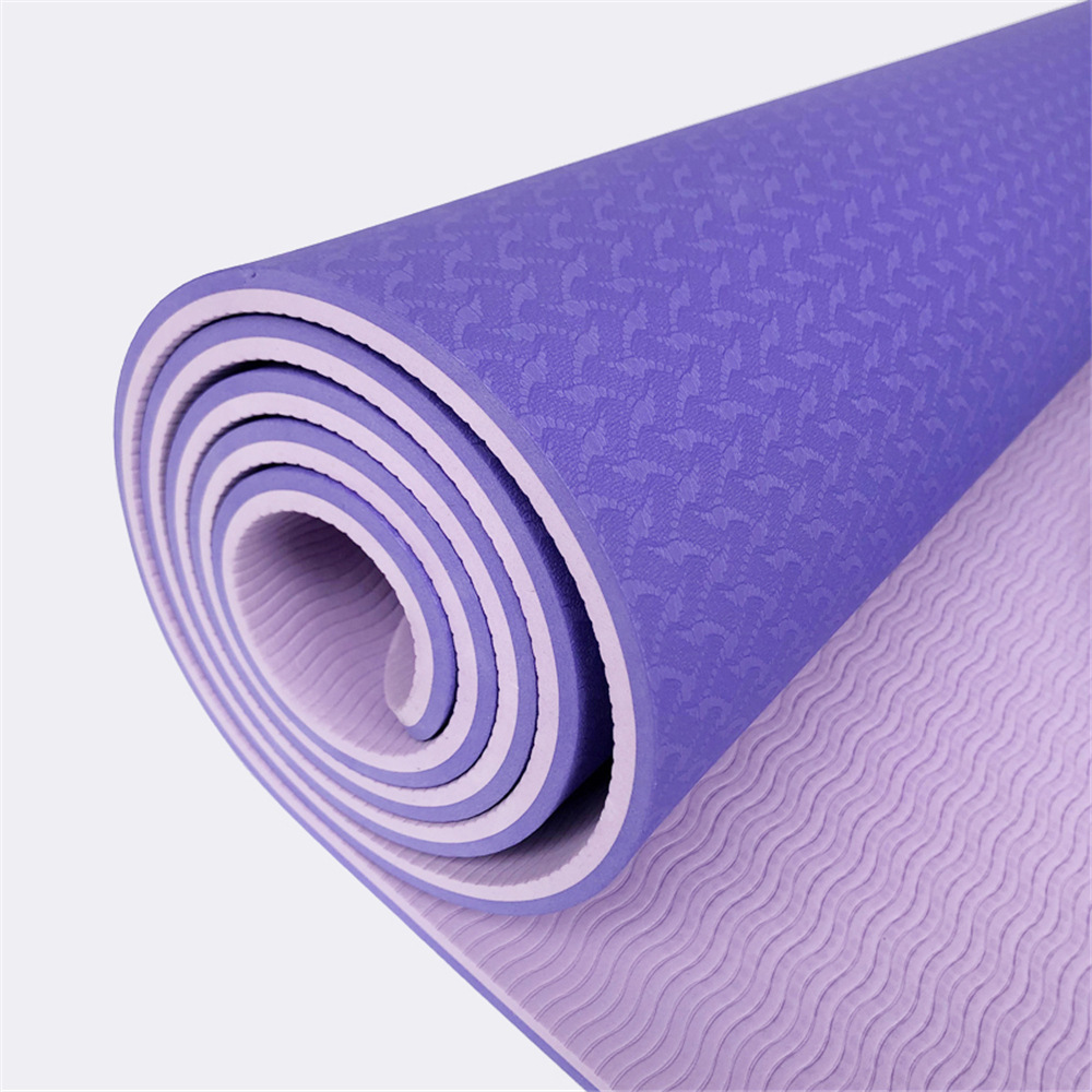 厂家直销健身瑜伽垫tpe定商标 双层双色瑜伽垫防滑加厚加宽吸汗