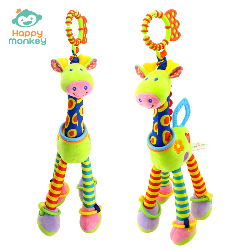 Happy Monkey Baby Cart Toy Rattle Pendant Baby Crib Hanging Bed Bell Cartoon Giraffe Dongguan