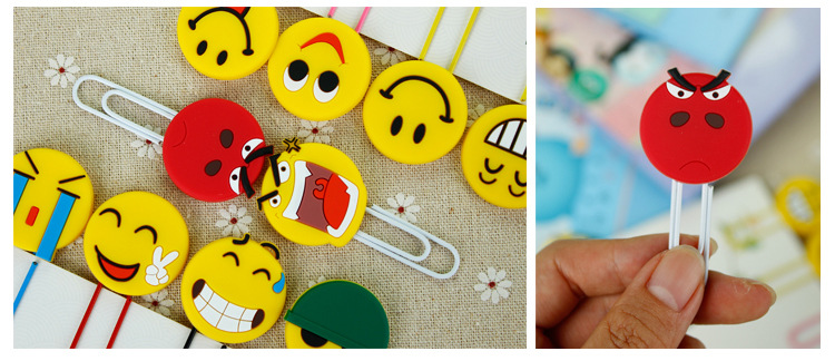 笑脸表情回形针书签创意可爱金属曲别针彩色回行针卡通韩版曲别针