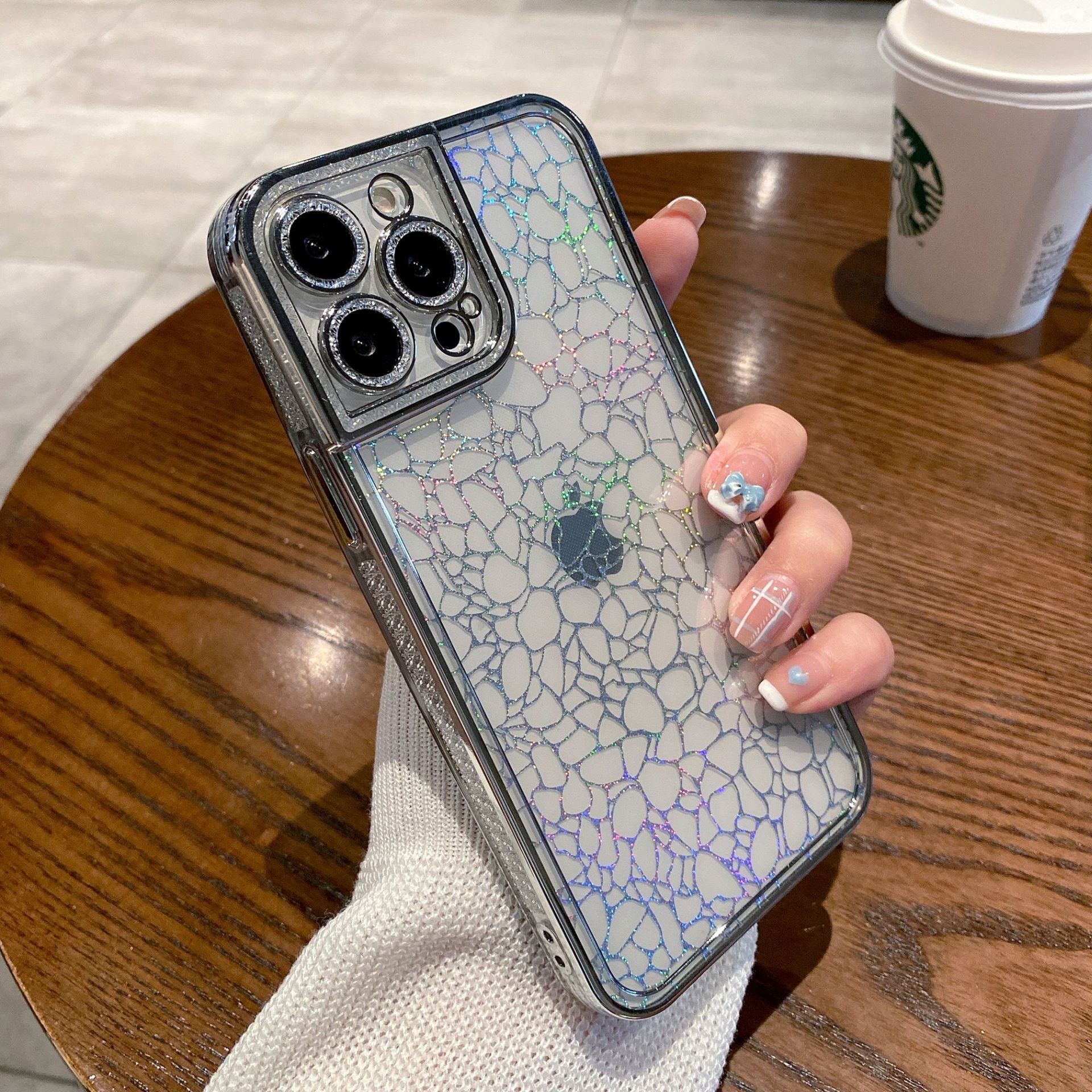 iphone13手机壳tpu闪钻电镀个性x裂纹卡片11适用苹果12promax软套