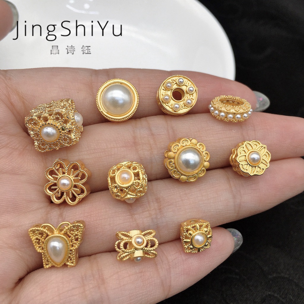 New Pearl Series Ancient Gold Spacer Beads Retro Court DIY Handmade Material Scattered Beads Ornament Accessories Color Retention