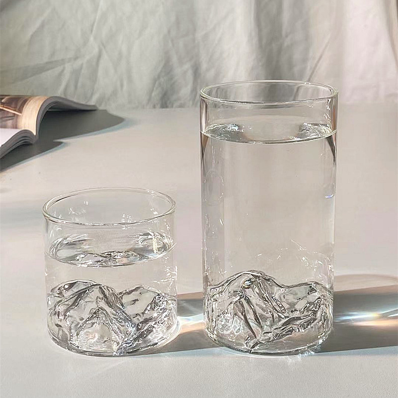 复古国潮风玻璃杯富士山杯山河观山杯喝水杯耐热泡茶杯主人杯创意