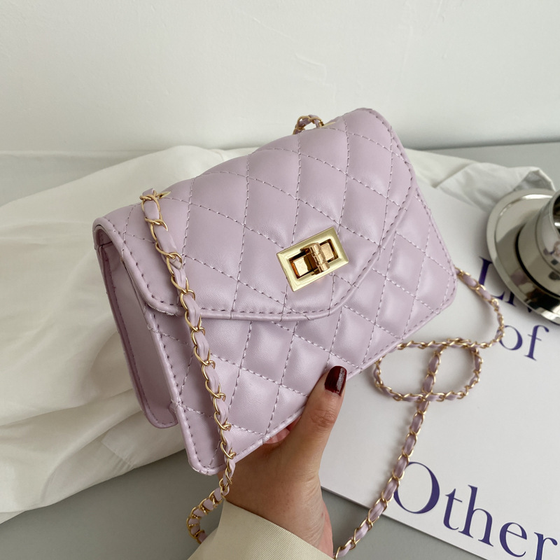 Fashion Korean Style Diamond Lock Small Square Bag 2021 New Bags Women's Bag New Chain Women's Shoulder Messenger Bag