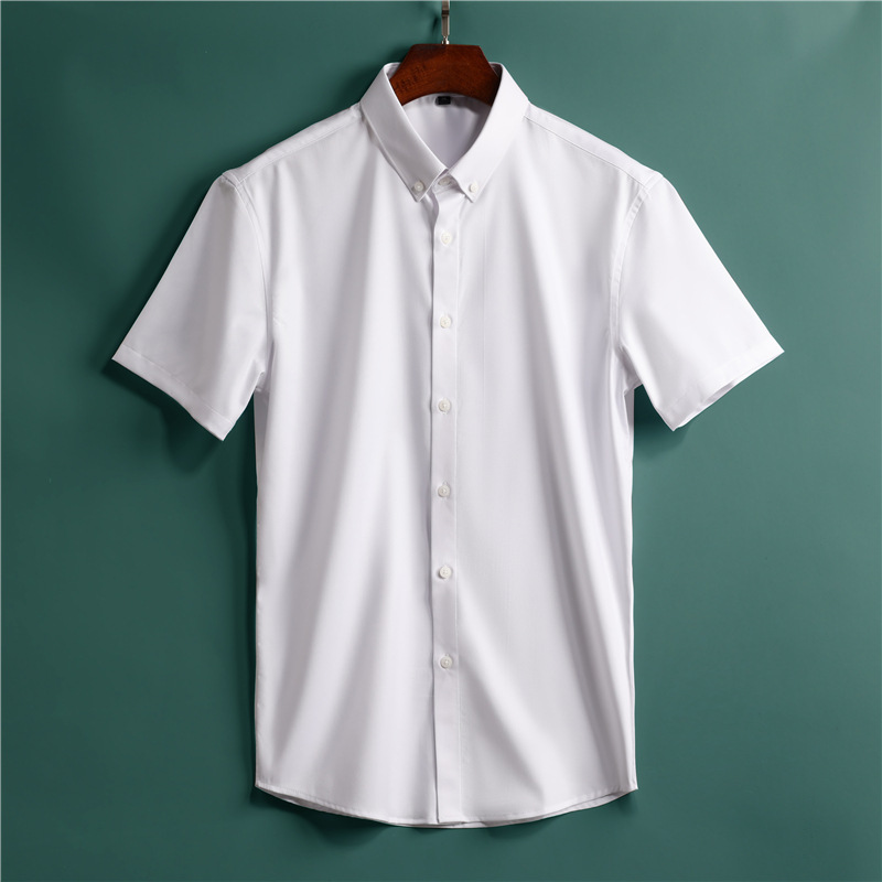 Pu Shuai Short-Sleeved Shirt Men's Summer New Pure Color Ironing Free High-End Shirt White Casual Business Professional Men's Shirt