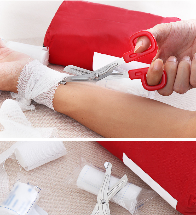 不锈钢弯头帆布绷带剪刀医用纱布敷料剪刀户外求援急救包纱布剪刀