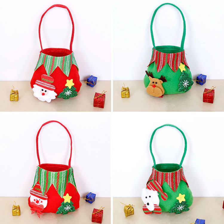 Christmas Flannel Fabric Apple Bag Guest Gift Candy Packaging Bag School Kindergarten Christmas Gift Bag