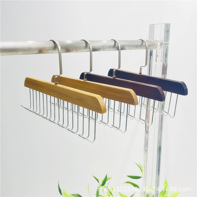 Wooden Internet Celebrity Sling Hanger Storage Hook Underwear Vest Pants Multi-Functional Household Clothes Eight Hanging Hook Support Wholesale