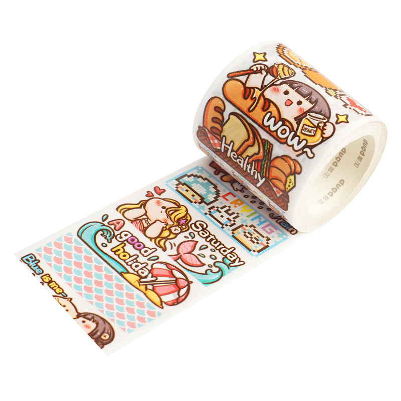 Add Extra Special Oil and Paper Adhesive Tape Small Fried Glutinous Rice Cake Stuffed with Bean Paste Series Fresh and Cute Character Notebook DIY Material Release Stickers